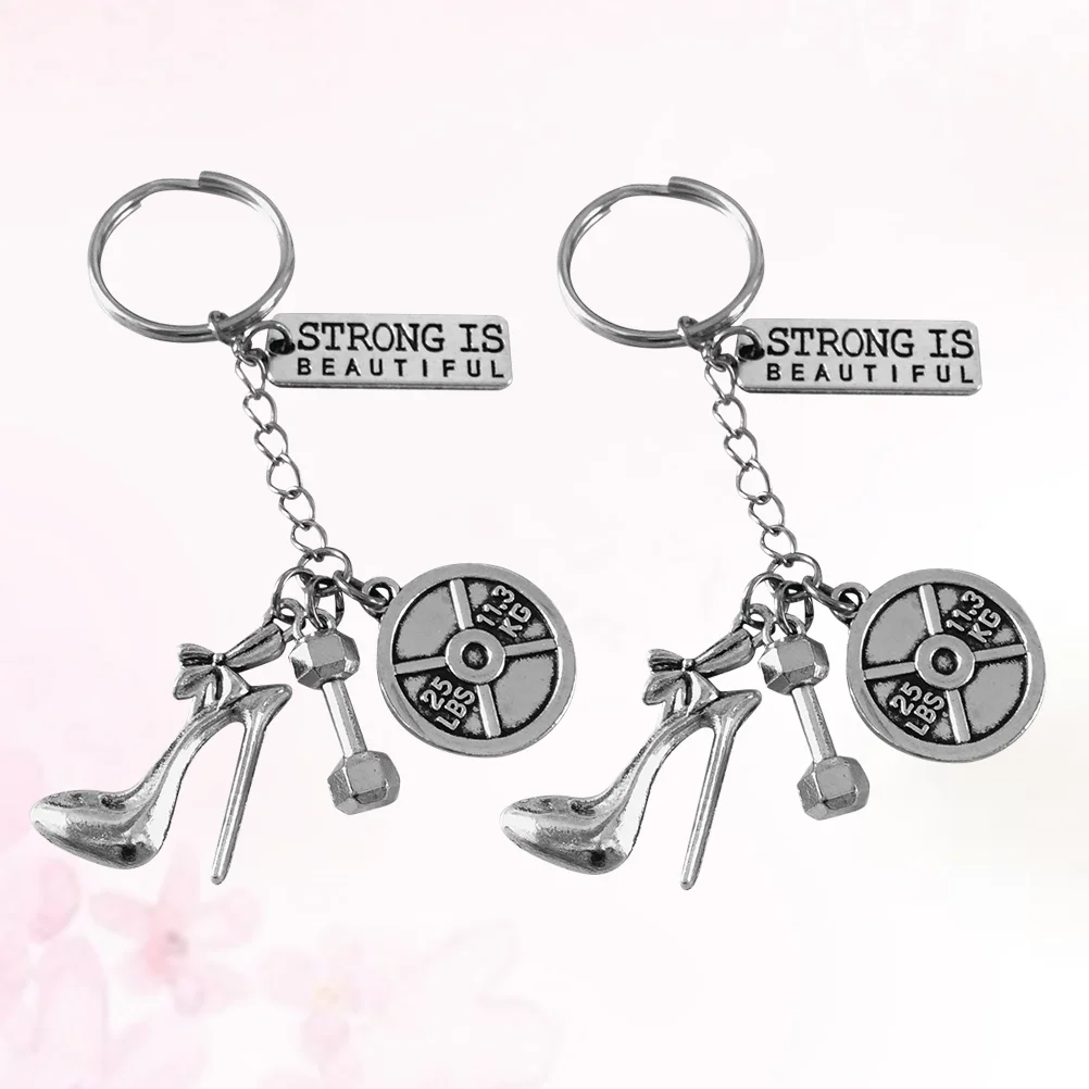 

2 Pcs Present for Friends Stylish Key Ring Fitness Bodybuilding Keychains Holder Decorate Small Gift High Heels Women