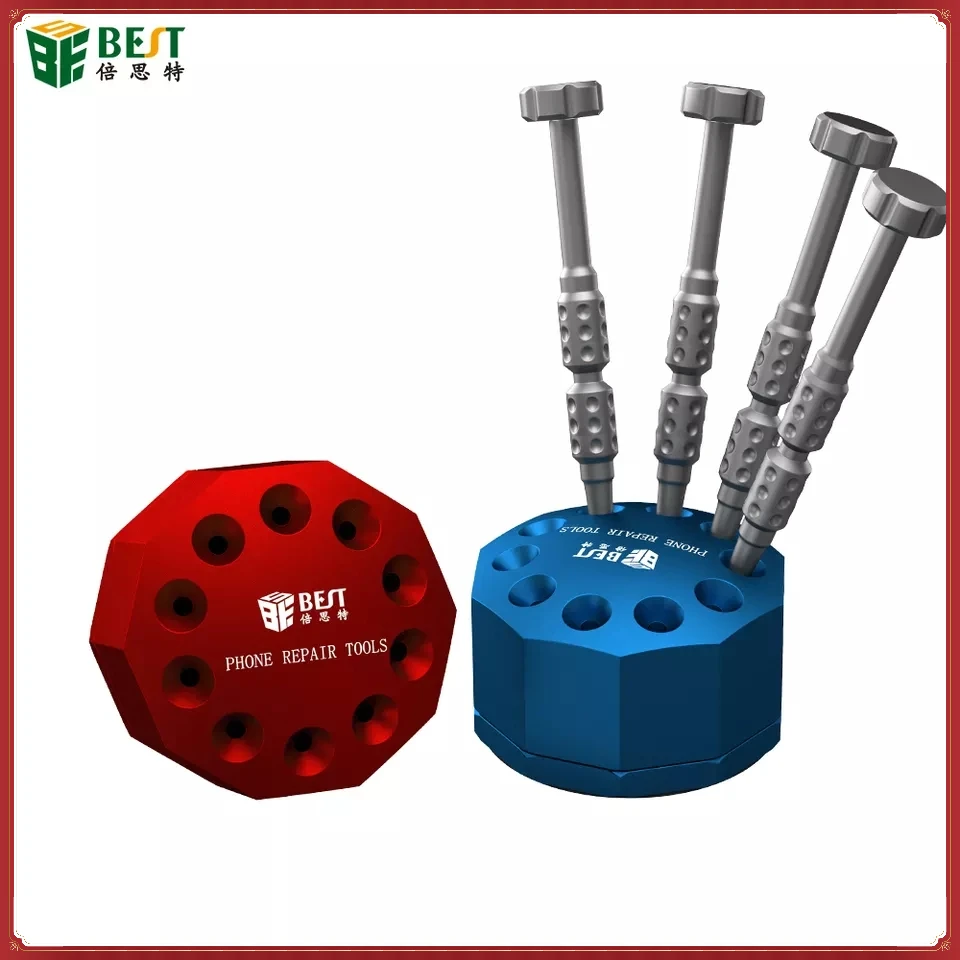 BST Rotating Magnetic Screwdriver Storage Holder Aluminum Screwdriver Container Mobile Phone Tools Storage Box Platform Repair