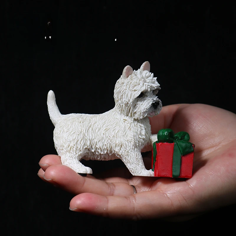 1/6 Scale Simulation Mini Cute West Highland White Terrier Dog Model For Action Figure Display Collection Gift Toy Art Decora