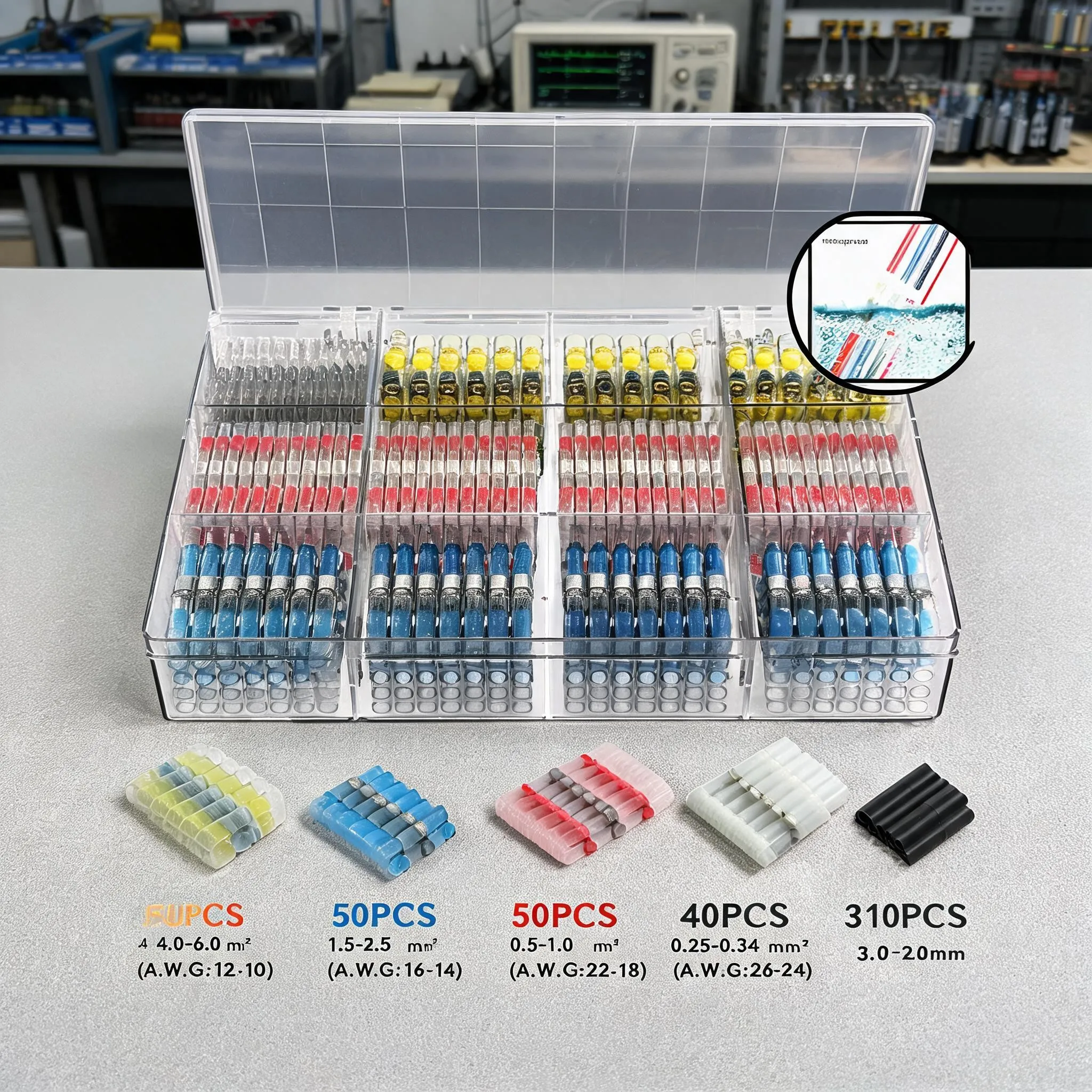 500PCS Solder Seal Sleeve Heat Shrink Wire Butt Connectors Terminal Kit With Solder Rings For Secure Pullout Resistant Join