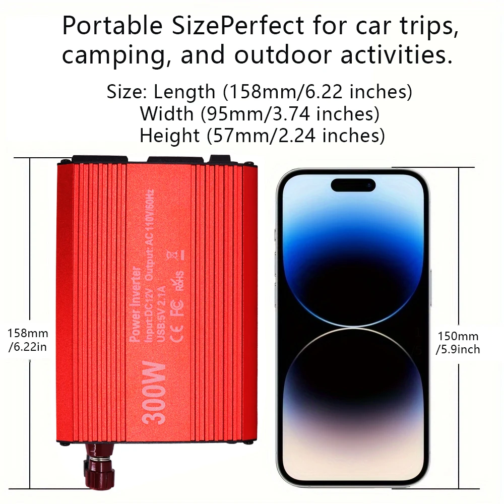 12 فولت 220 فولت 600 واط الذروة قوة عاكس طاقة السيارة تعديل شرط لموجة العاكس 300 واط تصنيف مقبس USB السيارات العاكس محول #2