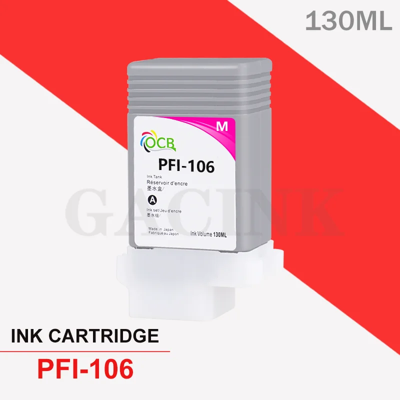 Cartucho de tinta para impresora Canon, recambio de tinta Compatible con PFI-106, PFI 130, iPF6400, iPF6410, iPF6400S, iPF6450, iPF6460, iPF6460, 106 ML