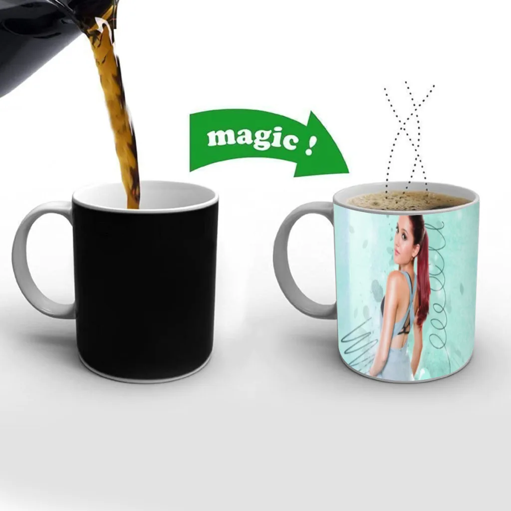 

Beautiful Ariana G-Grande Color Changing Mug Thermal Sensation Temperature Ceramic Coffee Cup Festival Gifts Free shipping