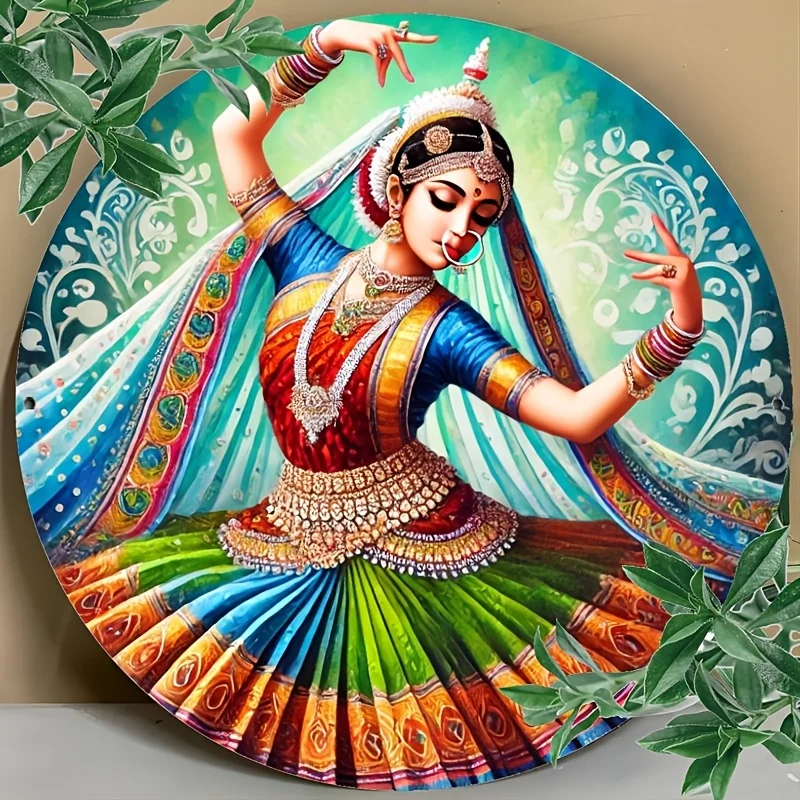 

Vintage Baratanatia Dancer Metal Wall Art, 8x8In/11.8x11.8In Aluminum Signage with Vibrant Colors & Intricate Design, Home Decor
