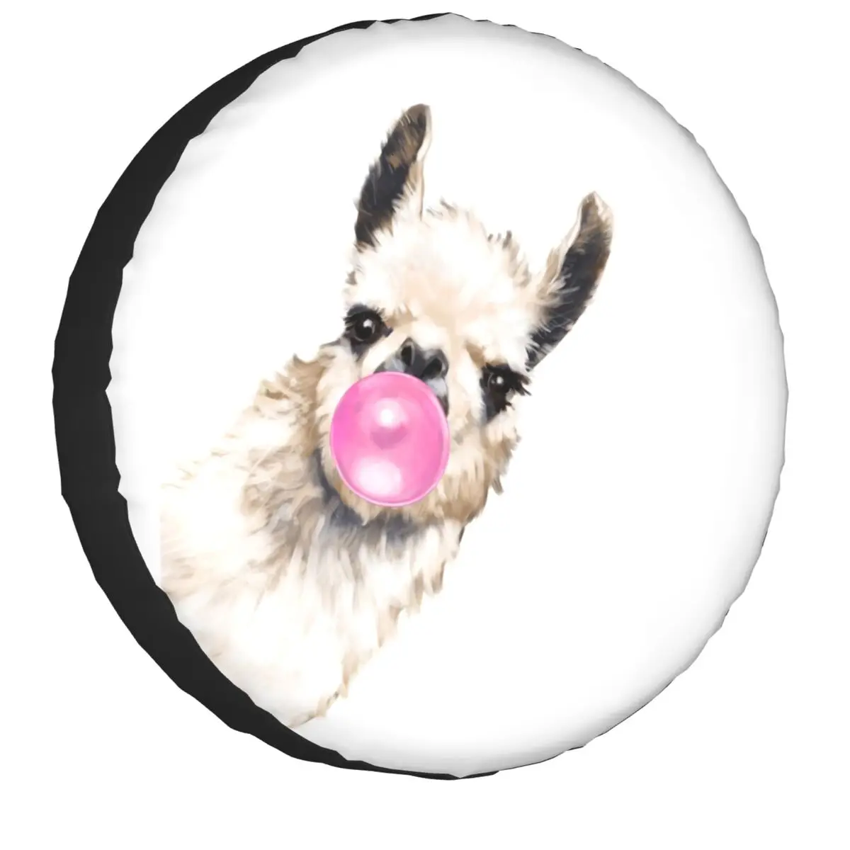 Sneaky Llama With Bubble Gum Spare Tire Cover for Toyota RAV4 Prado Alpaca Animal SUV Car Wheel Protectors 14