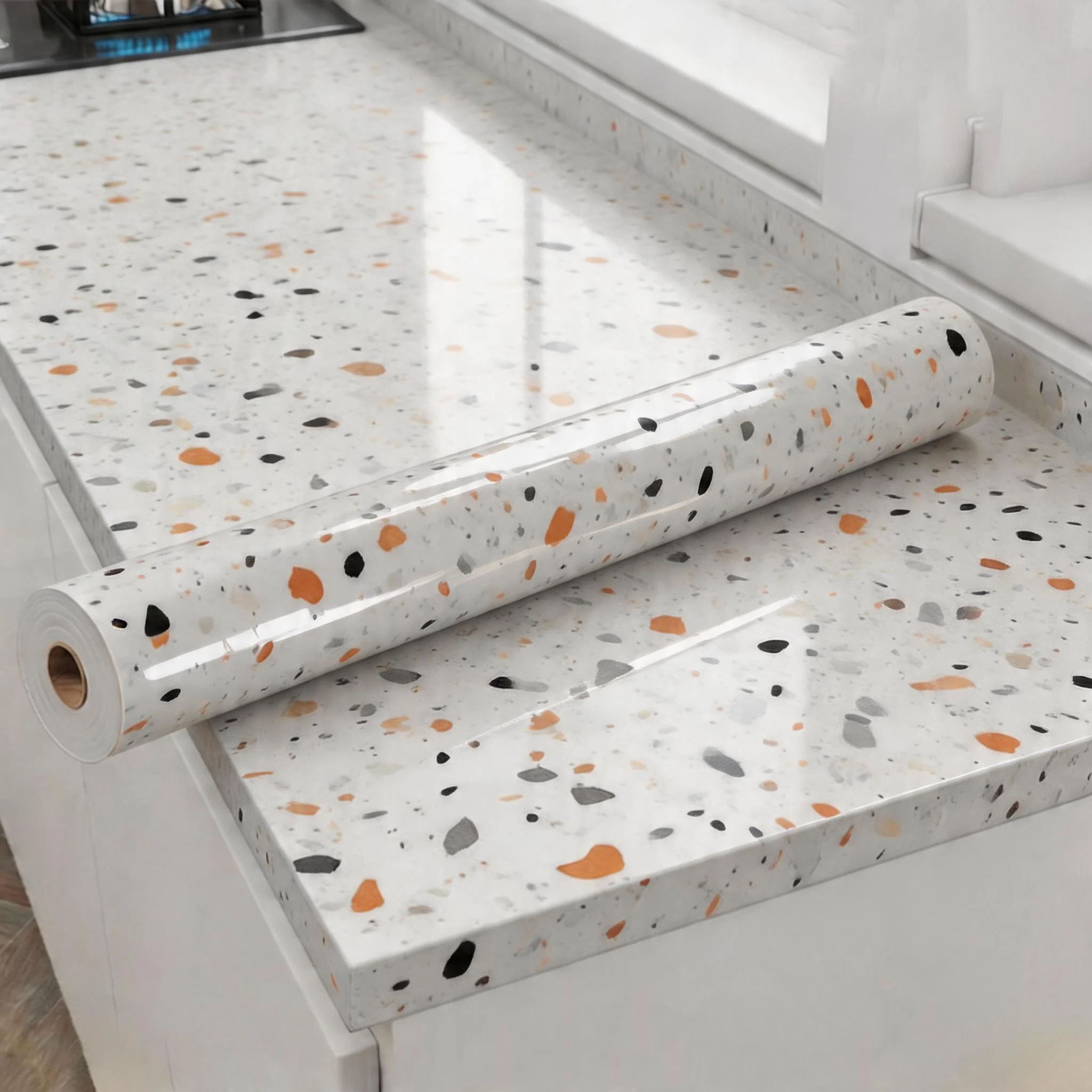 60cm Width Marble Vinyl Self Adhesive Waterproof Wallpaper Decorative Film Contact Paper Wall Sticker for Kitchen Home Decor