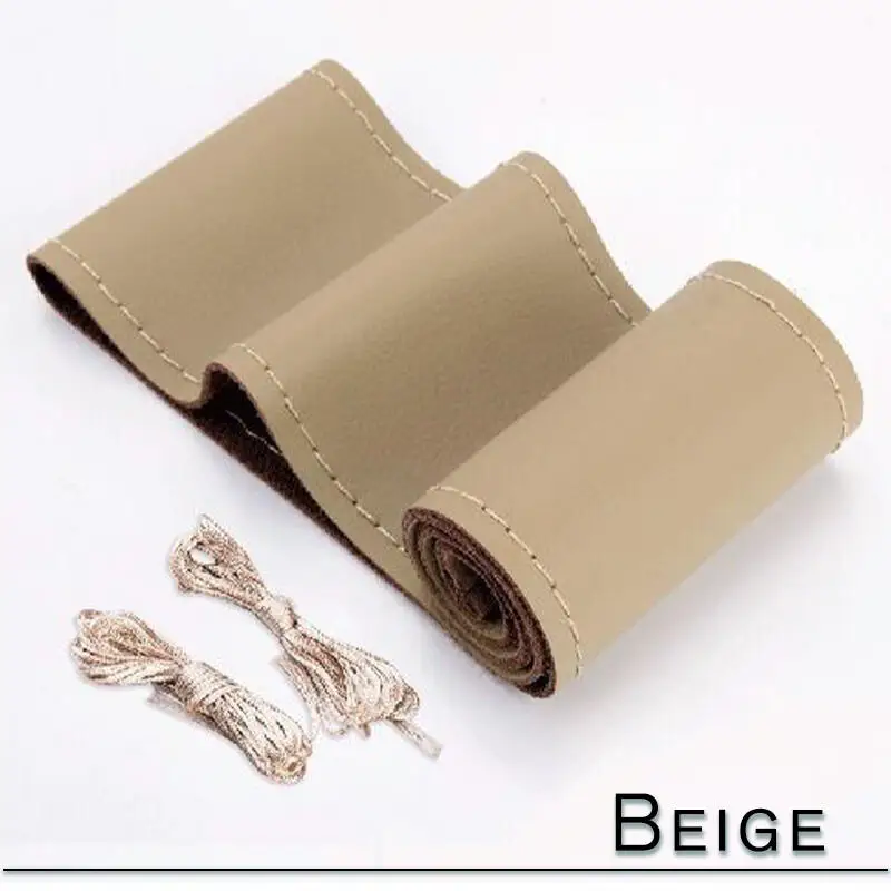 38 cm 15 zoll Auto Lenkrad Geflecht Abdeckung Künstliche leder Nadeln Und Faden Weiche Nicht-slip Auto Innen zubehör Kits
