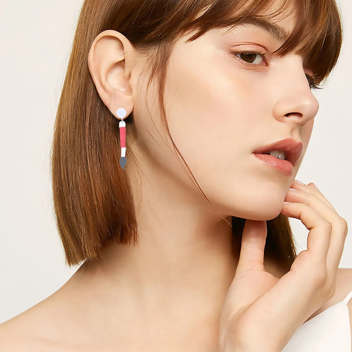 

Paint Pen Earrings Hypoallergenic White Cartoon Dangle Art Youth Fashion Women Gifts Ear Stud Fits Outfits Occasions