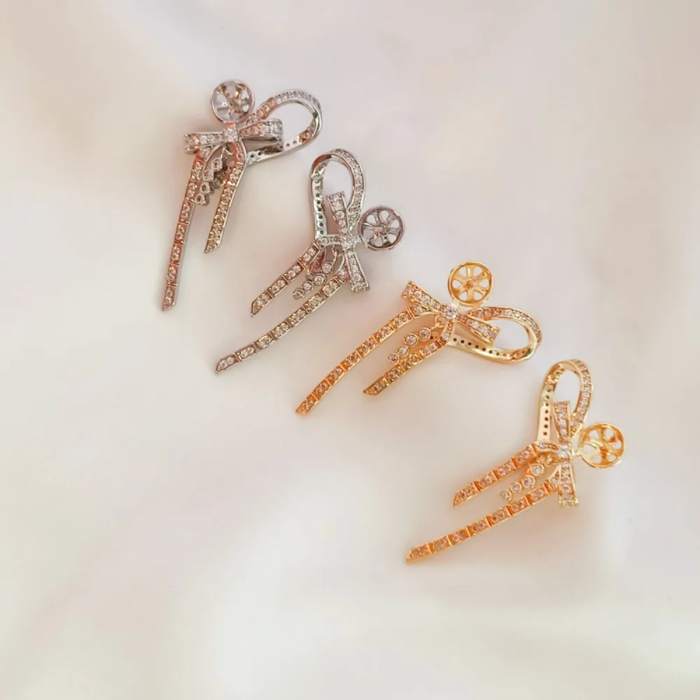 

14K Gold, White Gold, Zirconium Butterfly Knot, Empty Stand, 925 Silver Ear Needle Earrings, DIY Handmade Earrings