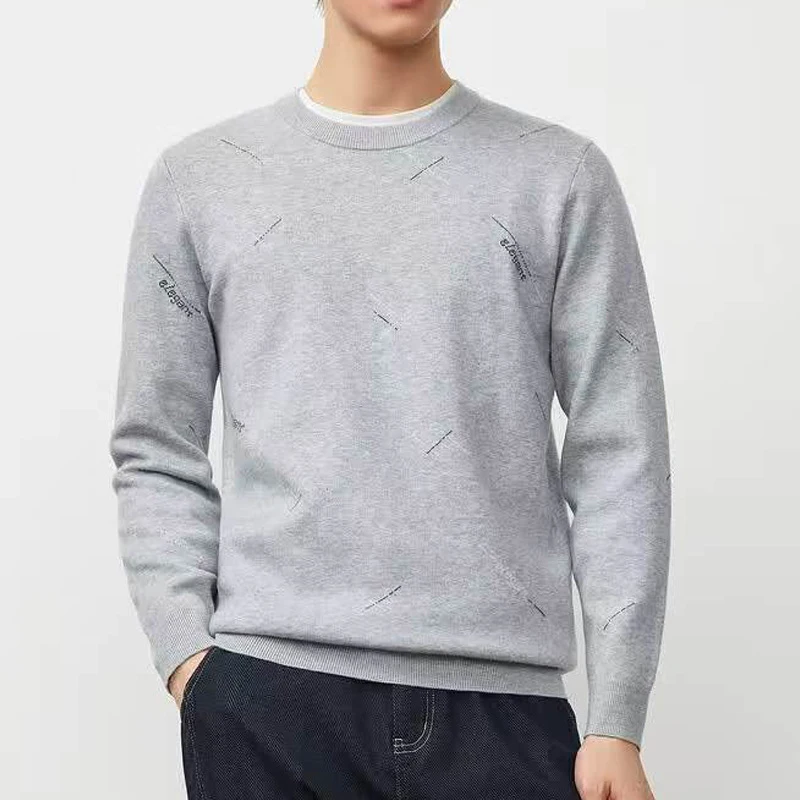 

Мужской вязаный пуловер Homesi на осень-зиму с длинным рукавом и круглым вырезом, повседневный, с вышивкой, эластичный, для делового и повседневного стиля