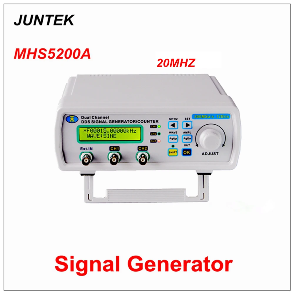 JUNTEK MHS5200A 20MHZ Dual Channels Signal Generator DDS Function Generator Frequency Meter Digital Control Arbitrary Waveform