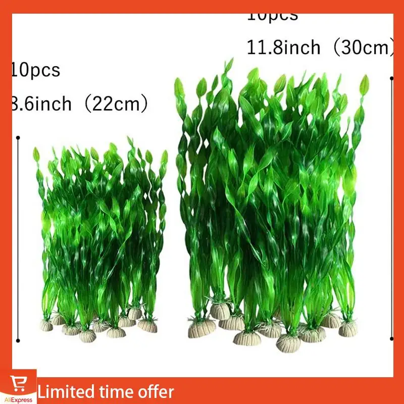신선한 20PCS 인공 장식 플라스틱 수족관 물고기 탱크 장식 플라스틱 식물 (20Pcs 녹색)