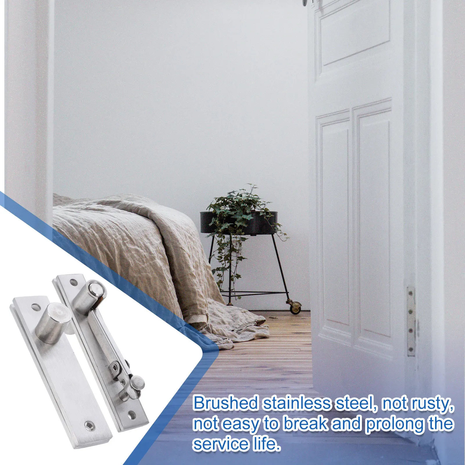 

1Set Adjustable Pivot Hinge Stainless Steel 360 Degree Rotation for Home Doors Brushed Finish No Breakage