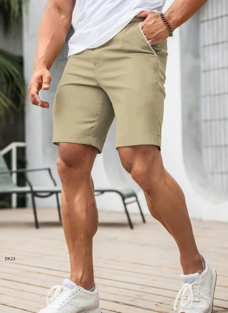 Fotografia 3: Bermudas Masculinas de Verão em Cor Sólida com Cintura Elástica, Confortáveis e de Corte Prático, Novas Chegadas