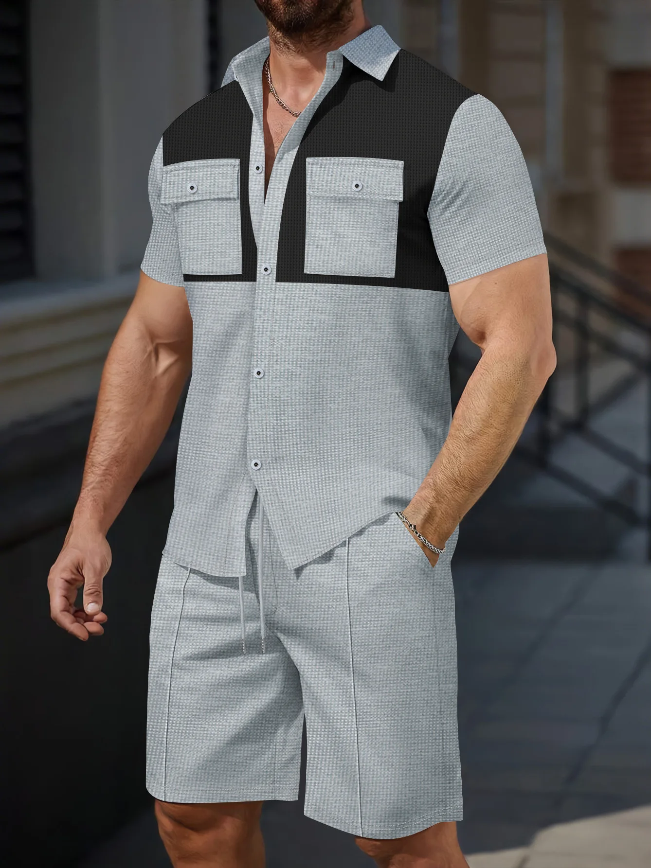 Trendy ort Sve Cardigan aperto irt e orts Set da uomo casual Estate Cotone Poliestere Gioventù Faion Abbigliamento sportivo per il tempo libero