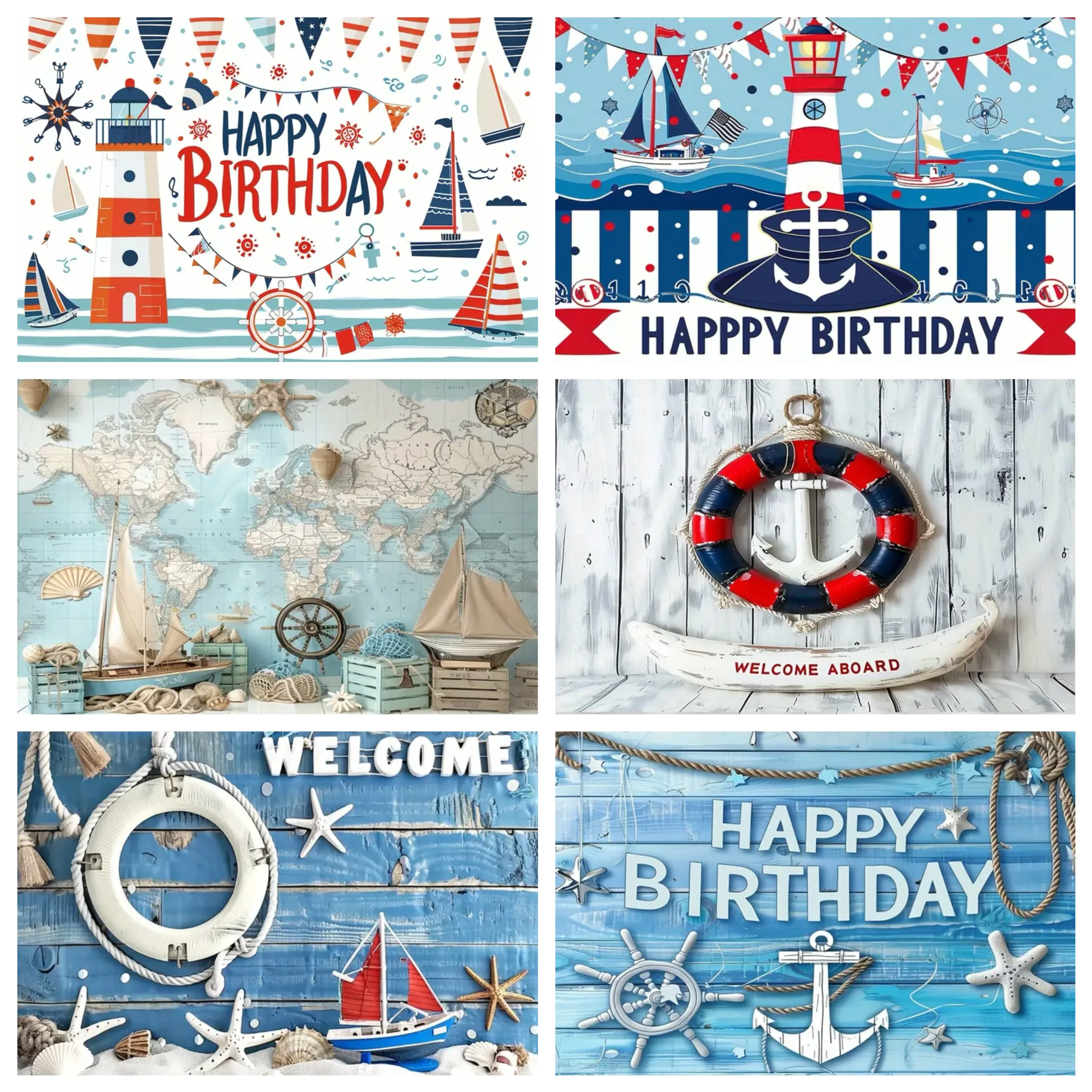 

Nautical Rudder Sailor Navigation Theme Baby Birthday Party Backdrop Decor Photocall Photography Background Photo Studio Shoots