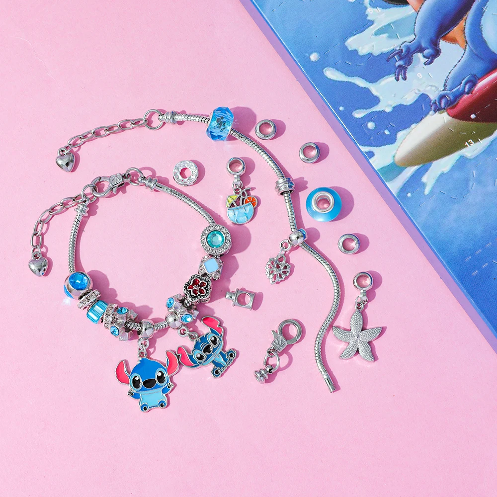 Caja ciega de Adviento con calendario de Lilo & Stitch de Disney, colgante de figura de Anime de punto DIY a la moda, juguete para regalo creativo para niñas