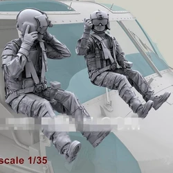 Kit de figura de resina a escala 1/35, helicóptero Piloto 2 hombres (helicóptero no incluido), kit de garaje sin montar sin pintar