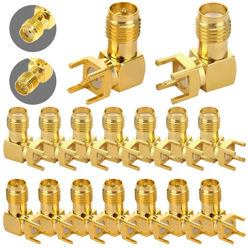 

5/20Pcs SMA-KWE Female Male Socket SMA 90 degree Right Angle Thru Hole Plug PCB Mount Connector RF Adapter Connectors