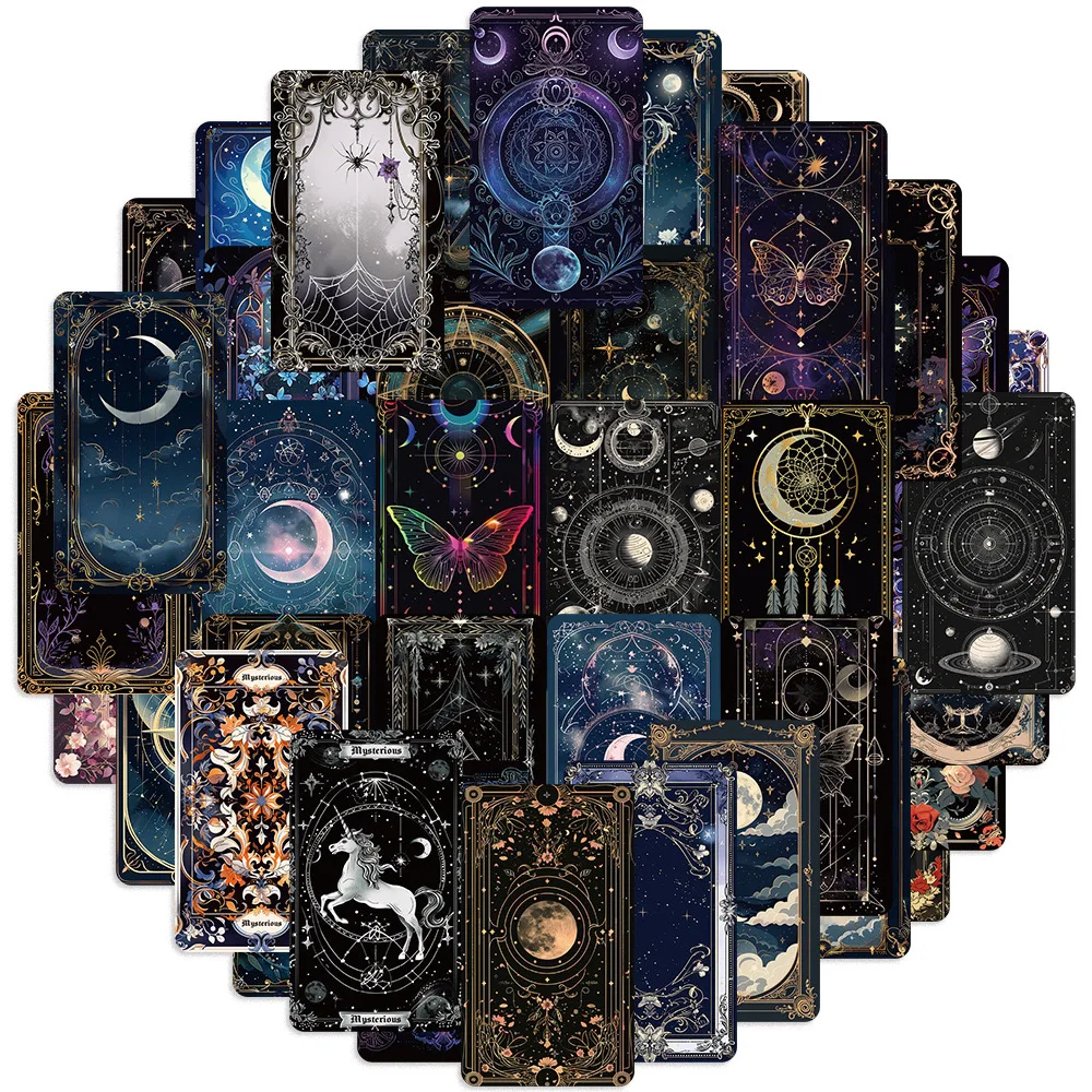 10/50PCS Mysterious Outer Space Tarot Moon Stickers Aesthetic Cartoon Decals Laptop Motorcycle Phone Cool Waterproof Sticker Toy