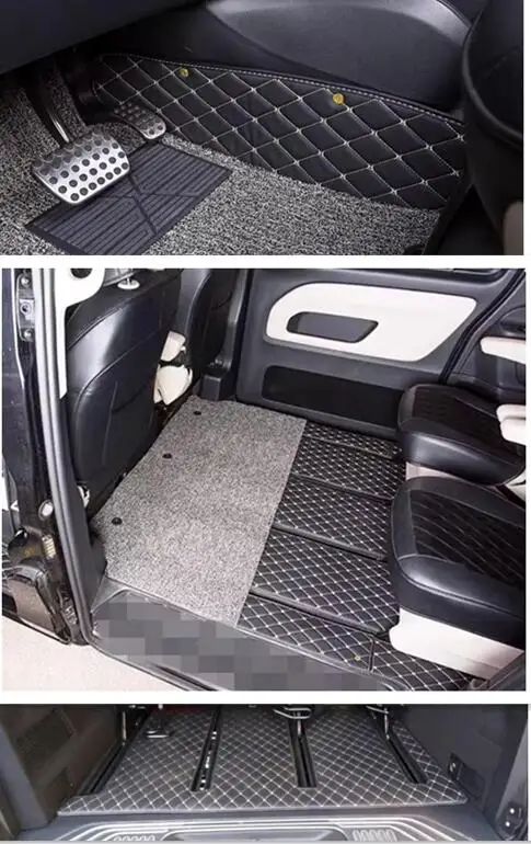 

Полный комплект автомобильных ковриков на заказ для Mercedes Benz V 300 d W447 2025-2020 7, 8-местные двухслойные ковры, коврики для V300d V300 2024