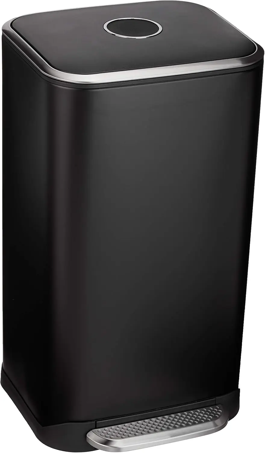 

32L Soft-Close Foot Pedal Metal Trash Can, Black, 14x14x25.3 Inches, Durable & Quiet