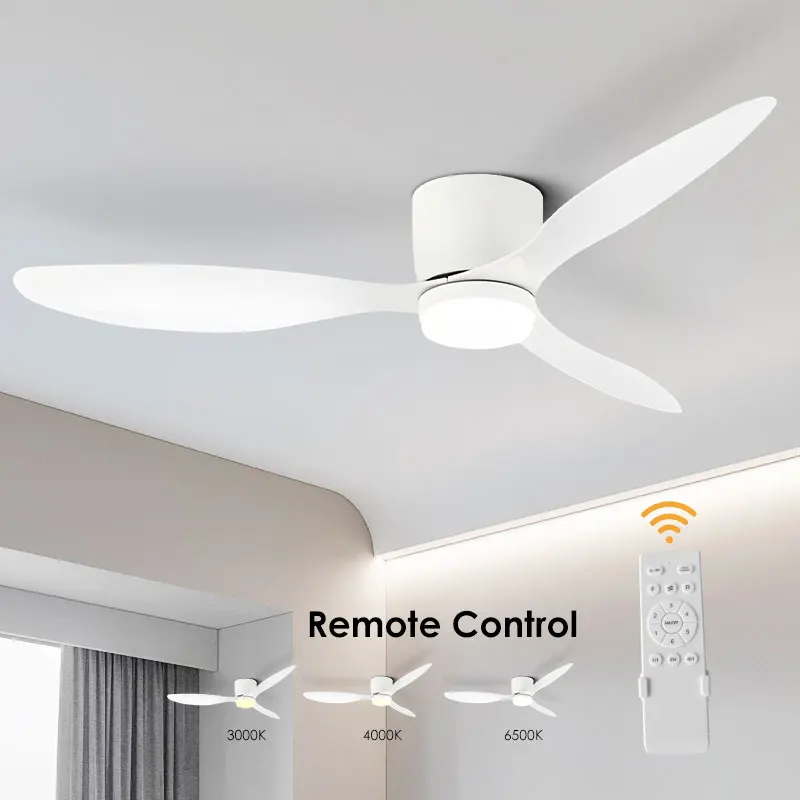 

White Ceiling Fan with Light 42/52Inch Ceiling Fans with Remote Control Silent Ceiling Lights DC Motor Reversible Fan 6 Speeds