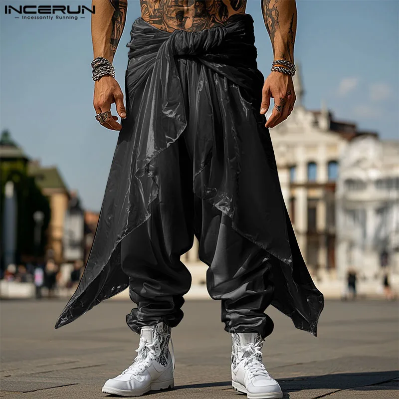 

Fashion Summer Spring Long Pants INCEREUN Men Casual Pants Harem Pant Pleated Long Trousers Streetwear Oversize Men's Clothing