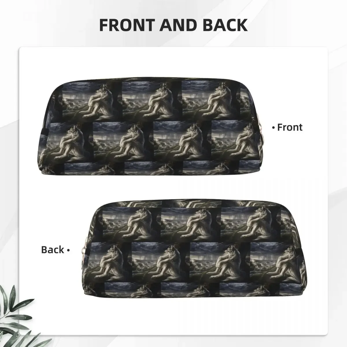Emo White Wolf Sitting Sad Meme Pencil Case for Boy Girl School Pen Box Pencil Bag Pen Holder - view 5