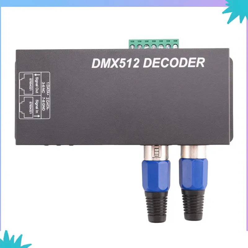 ABZW 2X Dmx 512 Digital Decoder,Dimming Driver Dmx512 Controller For LED Rgbw Tape Strip Light Rj45 Connection Dc12-24V 20A