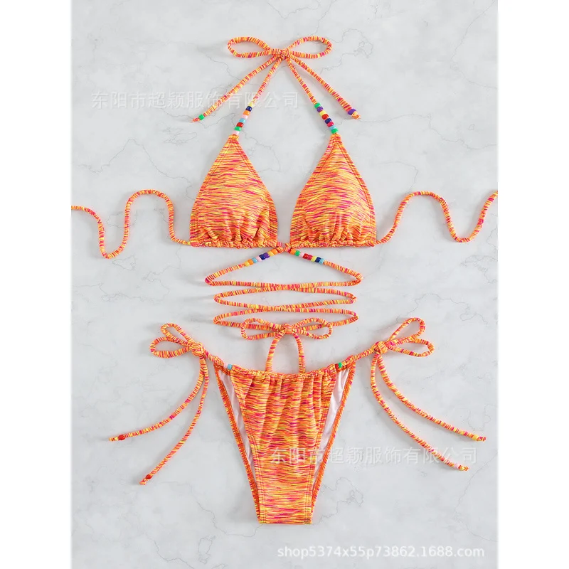 New Hot-Selling Cross-Strap Three-Piece Sexy Bikini Floral Two-Piece Swimsuit for Women