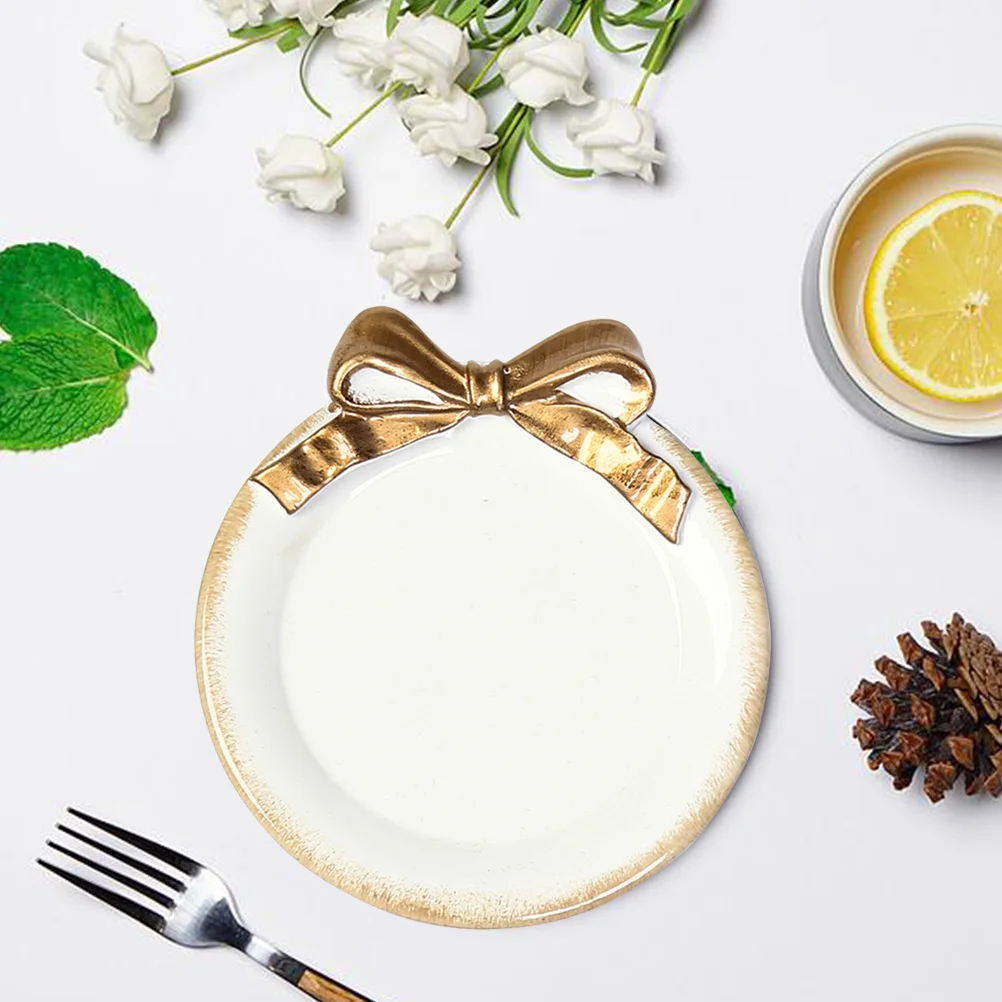 

Round Resin Fruit Plate Dessert Platter Smooth Large Size Bow-Knot Decoration Ideal for Birthday Wedding Party Afternoon Tea