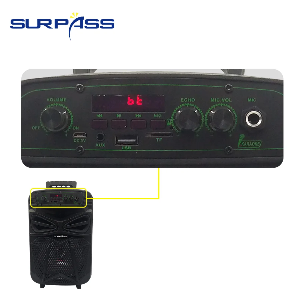 휴대용 스마트 블루투스 무선 스피커, 야외 스테레오 다기능 음악 확성기, 노래방 파티 피크닉용, 8 인치