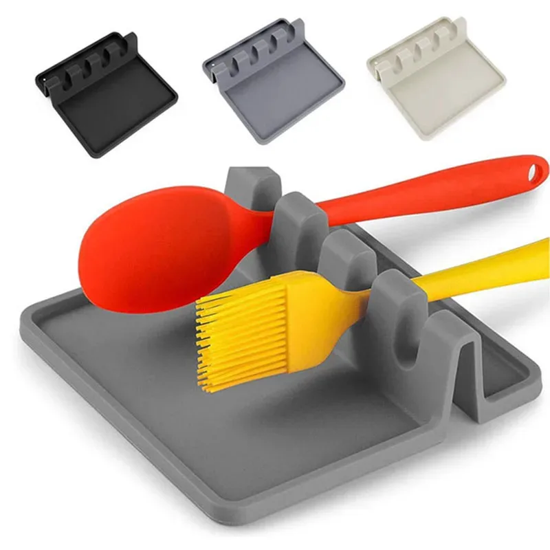 Silicone Tableware Drying Kitchen Utensil Rack Rest Holders Fork Spatula Multifunctional Shelf Organizer Non-Slip Storage Pad