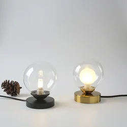 New LED Reading Light Table Lamps Golden glass Ball Desk Lights For Bedside Fixture Bedroom Hotel Home Decor Round Ring Lighting
