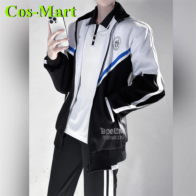 

Cos-Mart школьная форма Love And Deepspace, костюм для косплея Sylus Xavier Zayne Rafayel, рубашки, брюки, пальто, студенческое пальто Hallowmas