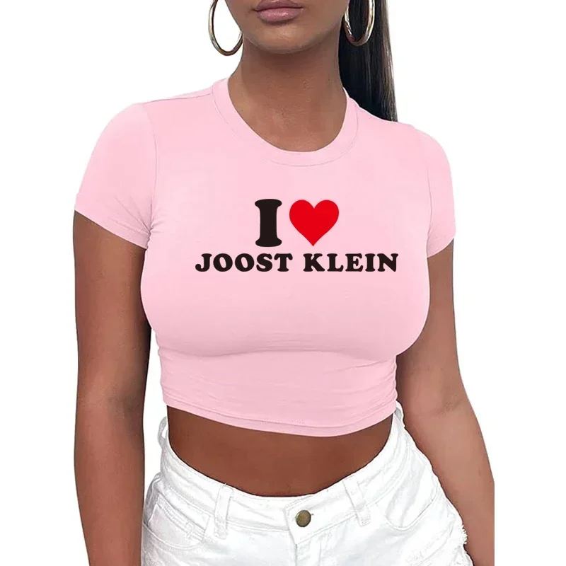 Women T Shirt Aesthetic Gothic I Heart Love Joost Klein Graphic Tee Harajuku Fashion Trendy Baby Tee Cropped Tops 90s Grunge