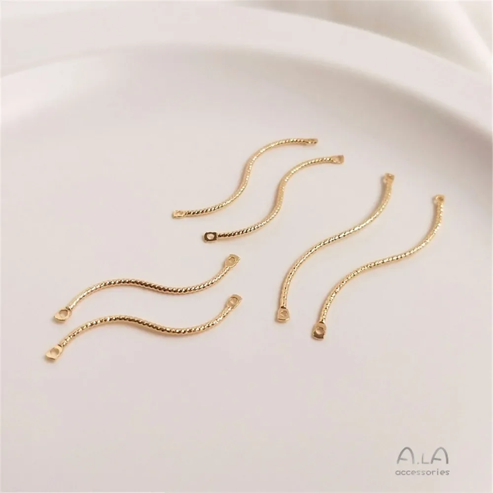 14K Gold Plated Double Hanging S-Shaped Twisted Rod Yarn Wavy Thread for DIY Earrings Accessories 1 Piece