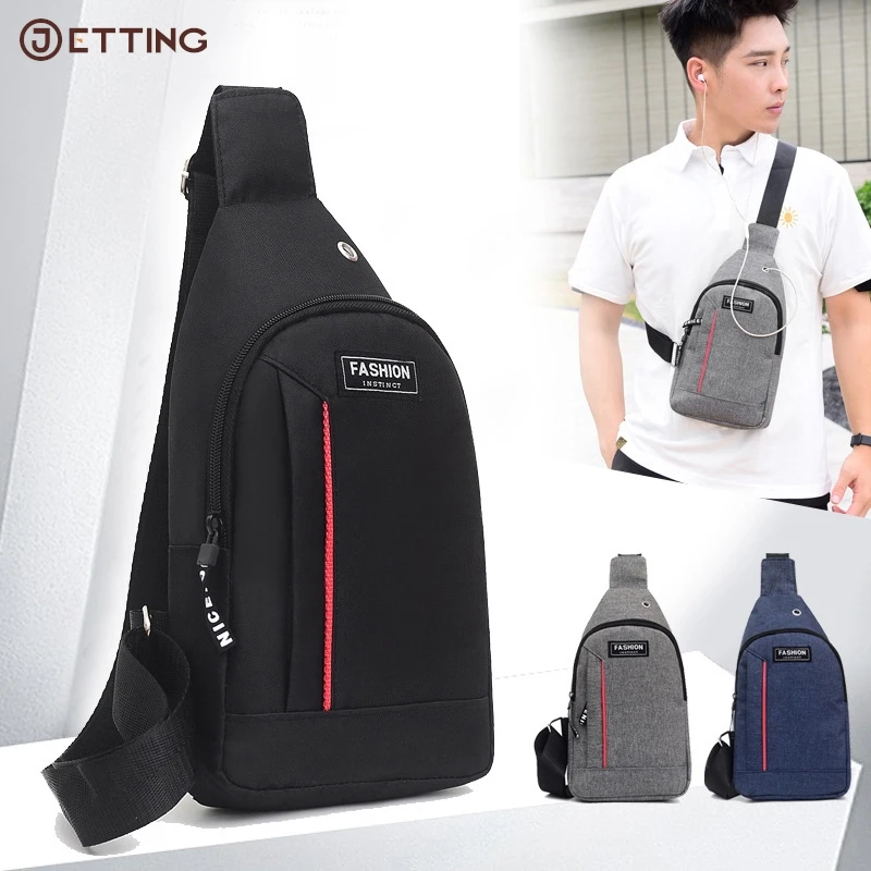 Multifunctional Chest Bag Men's Fashion Trend Oxford Cloth Shoulder Bag Crossbody Bag Casual Sports Chest Bag With Headset Hole