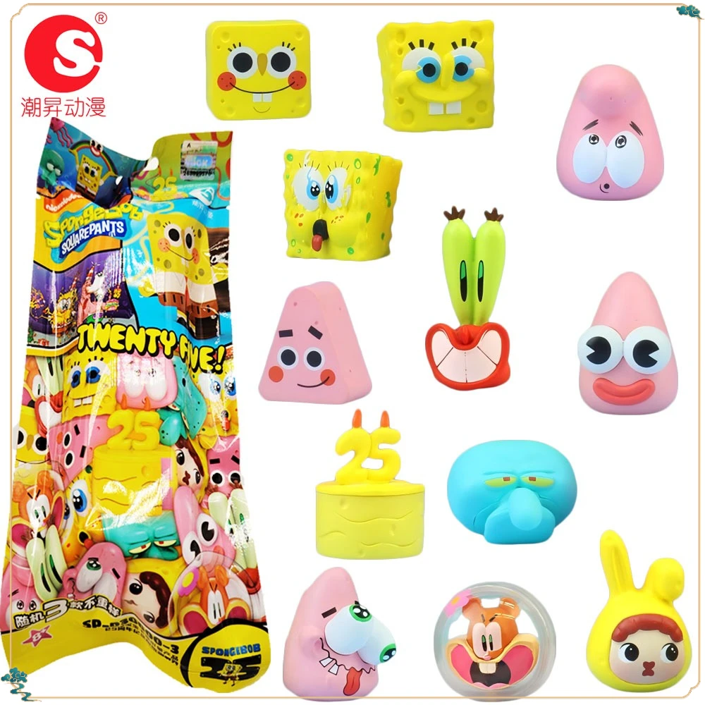 

New Genuine SpongeBob SquarePants 25th Anniversary Edition Mini Blind Box Cartoon Style High Value Decoration Model Kids Gifts