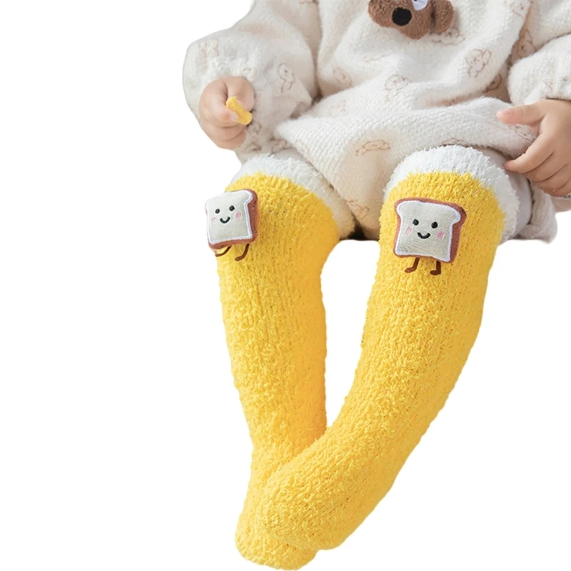 P31C Baby Cartoon Long Tube Socks Legs Warmer Terry Cloth Socks for Cold Weather