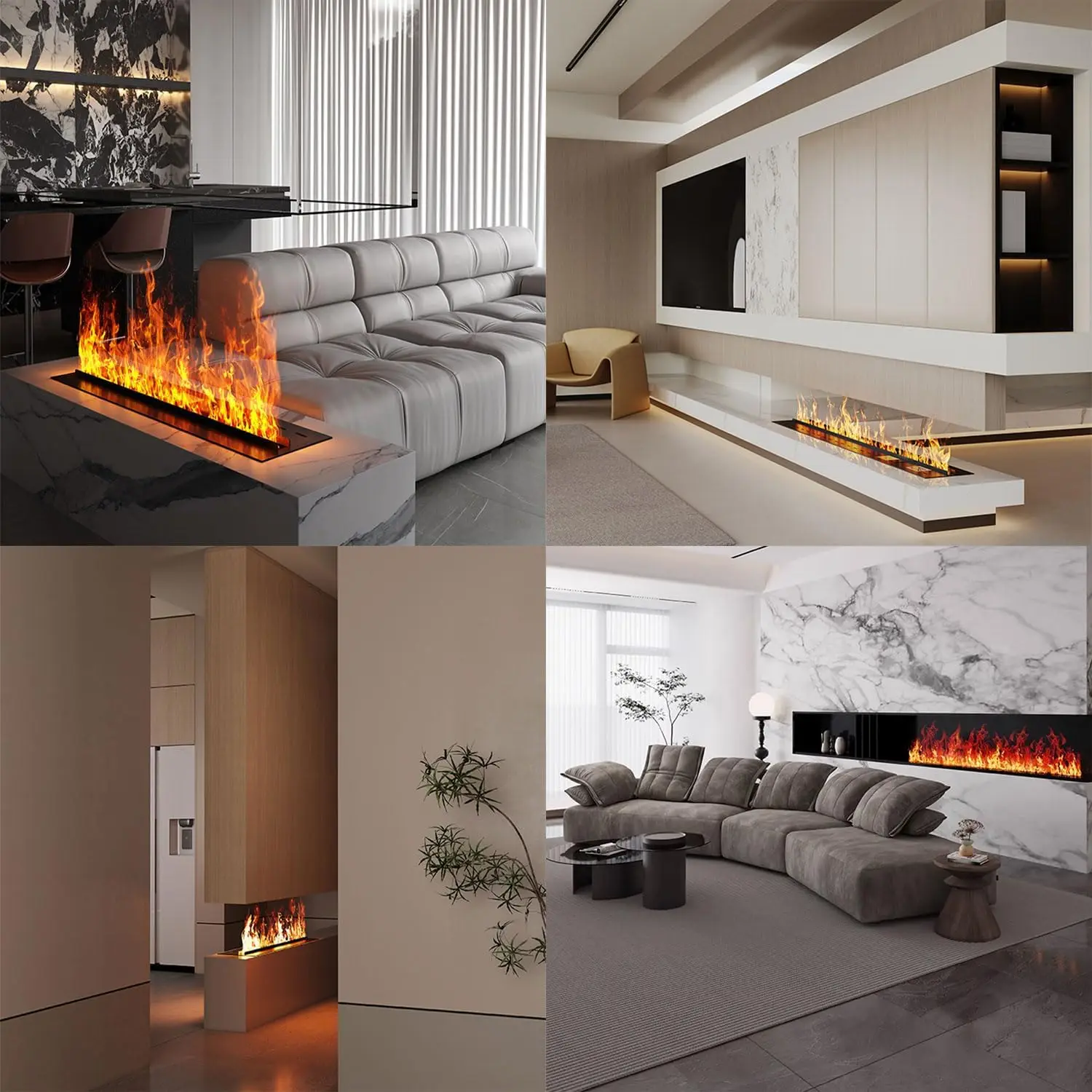 Electric Fireplace Decorative Mist Fireplace with Humidifier Remote Control LED Flame Modern Room Decor