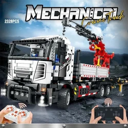 2328PCS Multifunctional Crane Truck Building Blocks Remote Control Engineering Vehicle RC Car Bricks Kids Toys Birthday Gifts