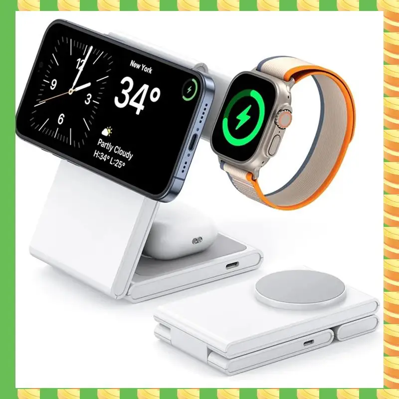 

AB53 3-In-1 Foldable Wireless Charger Stand For15/14 And Watch S8/7 Magnetic Fast Charging Dock