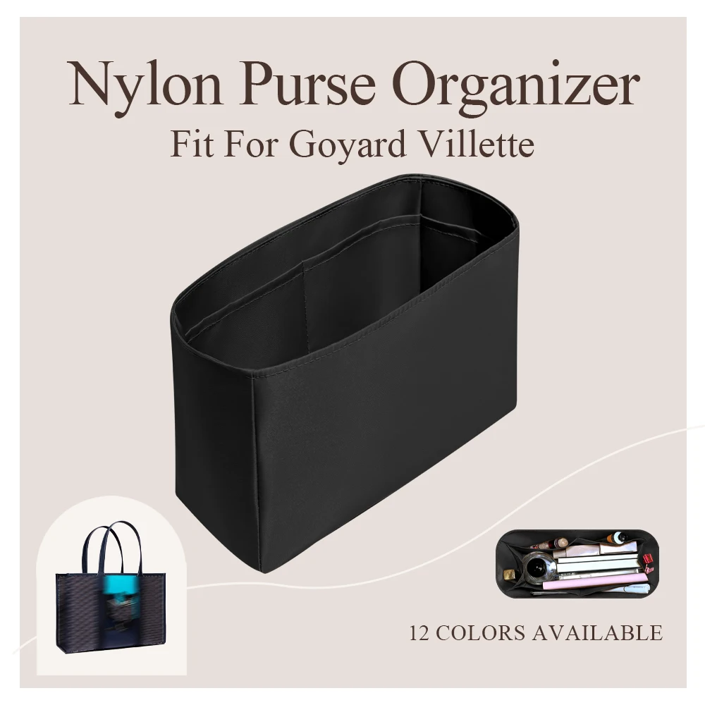 

Nylon Purse Organizer Insert Fit for Goyard Villette Tote Bag Inside Bag Organizer Insert Slim Inner Liner Storage Bag Organizer