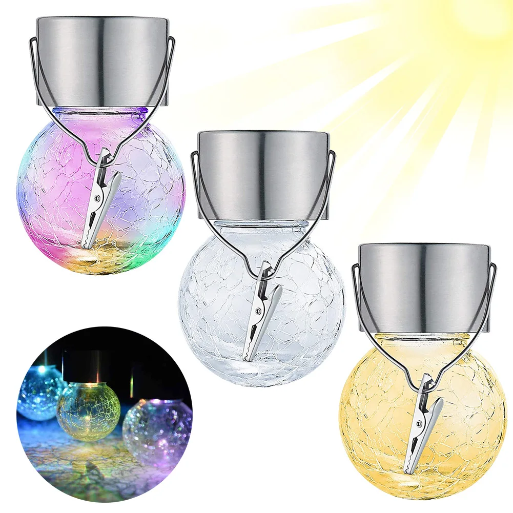 

Solar Hanging Lamps Outdoor Waterproof Crackled Glass Christmas Decorative Clip Tree RGB Garden Landscape Party Lighting