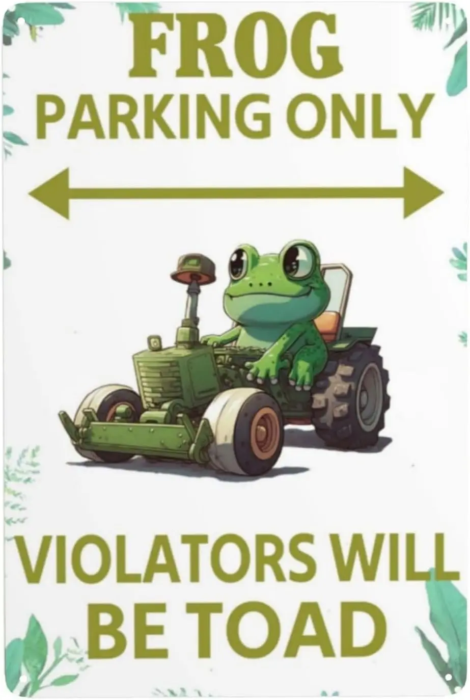 Frog Parking Toad Metal Sign - 8x12 Inch Vintage Garden Wall Decor - Retro Coffee Bar Gift with Frog Motif for Women's  sign
