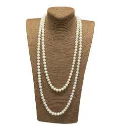 160cm Long Pearl Necklace 9-10mm Natural Freshwater Pearl  Sweater Chain For WomenJewelry Gift 2022