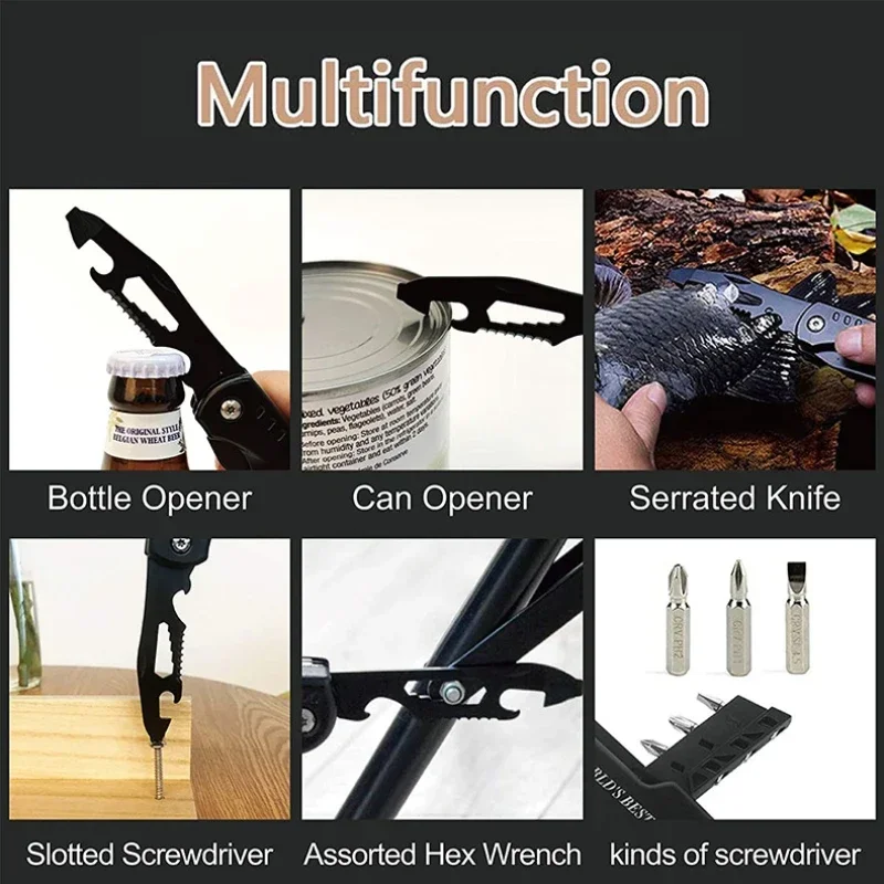 Multifunctional Pliers Multitool Claw Hammer Stainless Steel Tool Outdoor Survival Wire Cutter Camping Knife Wrench Hand Tools