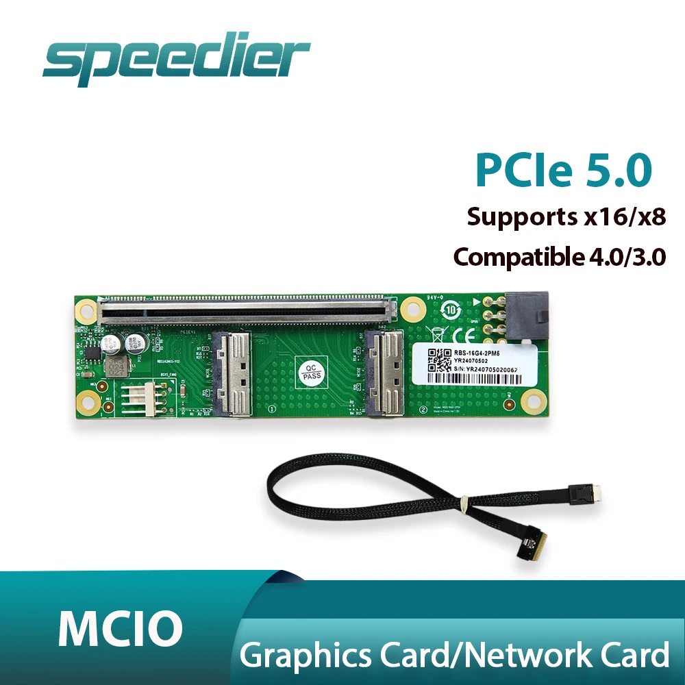 PCle 5.0 MCIO X16 / X8 Expansion Backplane Dual MCIO Split Card GPU Graphics Card External GPU Dock, Expansion Adapter Extension